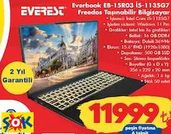 EVEREST EVERBOOK EB-15R03 İ5-1135G7 FREEDOS TAŞINABİLİR/LAPTOP/DİZÜSTÜ BİLGİSAYAR